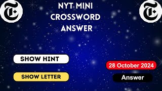 NYT Mini Crossword Answers Today for October 28 2024  NYT MINI Crossword Puzzle Answers October 28 [upl. by Alrich]