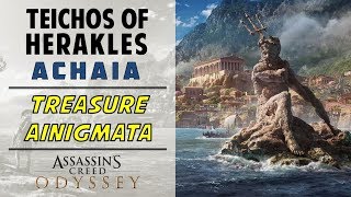 Teichos of Herakles Achaia  Loot Treasure amp Ainigmata Location  ASSASSINS CREED ODYSSEY [upl. by Arat882]