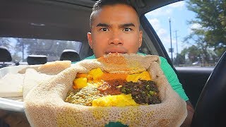 My first time trying AUTHENTIC ETHIOPIAN FOOD  MUKBANG  QT [upl. by Nesline150]