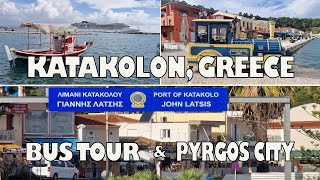 4K Katakolon Bus Tour and Walking in Pyrgos City  Greece [upl. by Sloane]