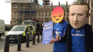 AntiFacebook protest in London before CTOs grilling by MPs [upl. by Aiyotal424]