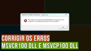 Como corrigir error MSVCR100 dll e msvcp100 dll [upl. by Aires]