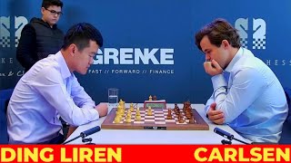 Magnus Carlsen 2823 vs Ding Liren 2818  GRENKE Chess Classic and Open 2024R8 [upl. by Rehtse]