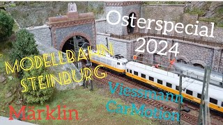 Modellbahn Steinburg Osterspecial 2024 mit Märklin Viessmann CarMotion und DCCars trains h0 [upl. by Adaiha]