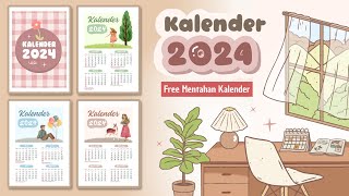 Cara Membuat Kalender di Canva  Kalender 2024 [upl. by Neenaj]