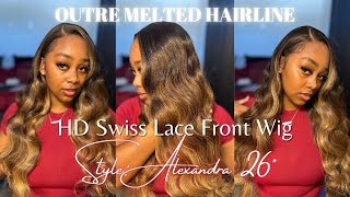 OUTRE MELTED HAIRLINE HD SWISS LACE STYLE ALEXANDRA 26quot WIG INSTALLREVIEW [upl. by Rhody893]