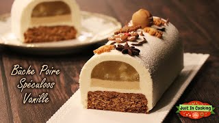 ❅ Recette de Bûche de Noël Poire Spéculoos Vanille ❅ [upl. by Hamirak]