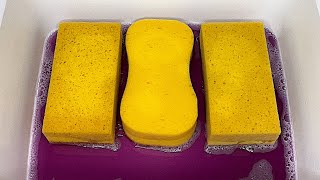 ASMR PURPLE SQUEEZES  SOFT SPONGES  RINSING 💜💛 [upl. by Filler]