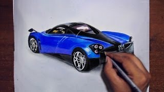 Drawing Cars 3  Pagani Huayra  Prismacolor pencils [upl. by Tracy742]