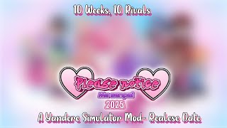 Please Notice Me Senpai  Yandere Simulator 10 rivals mod Realese Date [upl. by Luke609]