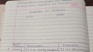 difference between coordination and cooperation class 12 cooperation vs coordination kya hota hai [upl. by Anaeli]