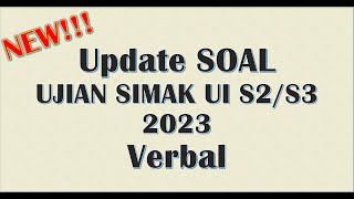 Update Soal Latihan SIMAK UI 2023 Verbal [upl. by Leilamag]