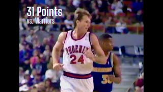 Suns vs Warriors 1111992 Highlights  Tom Chambers 31 Points [upl. by Elleral]