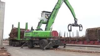 SENNEBOGEN  Timber Handling 830 Mobile Trailer machine in timber logistics Germany [upl. by Pauli]