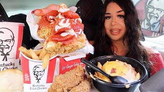 KFC NEW Chizza Chicken Tenders Smashd Potato Bowl Crispy Fries Buscuit MUKBANG [upl. by Naanac]