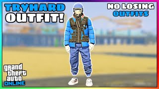 Easy Blue Joggers Utility Vest Glitched Tryhard Modded Outfit No Transfer GTA Online [upl. by Deeann]