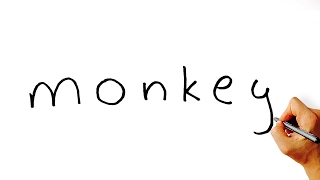 Very Easy How to Turn Word Monkey into a Cartoon Monkey Art on Paper for Kids [upl. by Tena161]