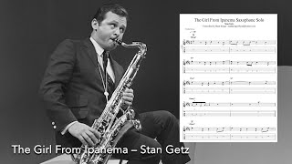 Stan Getz  The Girl From Ipanema Saxophone Solo transcribed for guitar [upl. by Ku722]