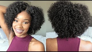 Natural Short Tapered Look on ME 3c Corkscrew Curls PremierLaceWigs [upl. by Aigil]