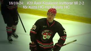 181024 20 Alex Koskinen kvitterar till 22 för Kista HC mot Bålsta HC [upl. by Anwaf]