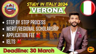 UNIVERSITY OF VERONAComplete Application process  No Application Fee No IELTS85 Acceptance Rate [upl. by Aira]