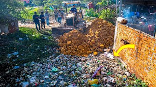 Start New Project Completed 100 Dozer amp 5Ton Truck for Filling Flooded Land Over Full of Garbage [upl. by Chandler]