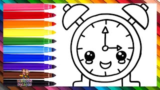 Dibuja y Colorea Un Reloj Despertador ⏰🌈 Dibujos Para Niños [upl. by Nnyleahs]