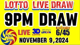 PCSO LOTTO 9PM LIVE DRAW TODAY NOVEMBER 92024 [upl. by Narat]