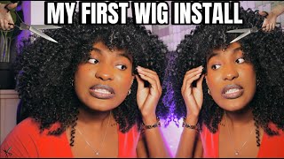 MY FIRST WIG INSTALL  The Perfect Kinky Curly Hair 💇🏽‍♀️✨ [upl. by Esined]