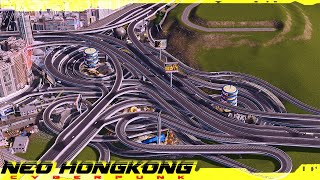 Cities Skylines  Cyberpunk City Neo HongKong  Massive Interchange  23 [upl. by Alimrahs]