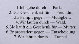 für durch gegen dem den der die denen Dativ Akkusativ A1 A2 B1 [upl. by Sieracki]