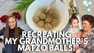 RECREATING MY GRANDMOTHERS TRADITIONAL KNEIDLACH MATZO BALL RECIPE [upl. by Lyreb]