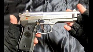 SⅡS 固定スライド ガスガン。M92F ステンレスシルバー 18禁。 [upl. by Litman]