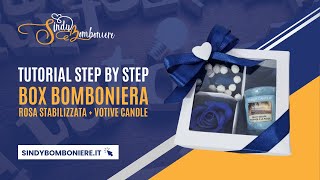 Tutorial step by step confezionamento Bomboniera Box con Rosa Stabilizzata e Votive Candle  Sindy [upl. by Enoj]