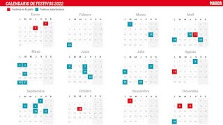 Calendario laboral 2022 en España y en cada Comunidad Autónoma Días festivos y puentes [upl. by Harrison48]