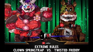 FIVE NIGHTS AT FREDDYS FACE OFF CLOWN SPRINGTRAP vs TWISTED FREDDY on FRIDAY NIGHT FREDDYS [upl. by Acimat8]