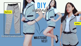 DIY Waistcoat without a Pattern Quick and Easy Tutorial How to Make a Waistcoat  Vest out of Pants [upl. by Aslam]