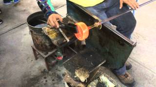 Master Glass worker makes a Margarita Glass Tonala Jalisco Mexico [upl. by Burnard]