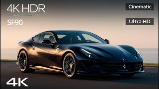 Sleek Black Ferrari SF90 Morning Drive  Ultra HD 4K [upl. by Neerihs]