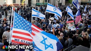 ProIsrael counterprotesters march near Columbia University [upl. by Inalaeham38]