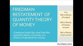 Friedmans Restatement of Quantity Theory of Money  Full Concept with Examples  English [upl. by Atnuahsal]