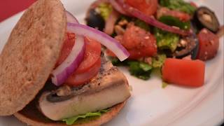 Mini Portobello Mushroom Burgers with Mediterranean Salad [upl. by Neetsirhc]