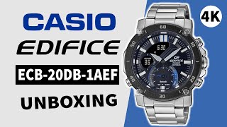 Casio Edifice ECB20DB1AEF Unboxing 4K [upl. by Onirefez]