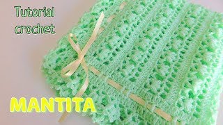 Como tejer un ajuar Mantita o cobija para bebe a crochet ganchillo [upl. by Granoff]