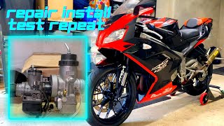 Aprilia RS 125 2 stroke  Dellorto VHSB34LD Carburettor Install [upl. by Nawud]