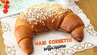 MAXI CORNETTO SOFFICE alla NUTELLA  Ricetta Facile  Croissant easy Recipe [upl. by Ennaillek876]