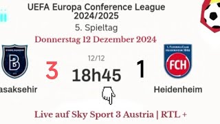 UEFA Conference League  Basaksehir vs Heidenheim live auf Sky Sport 3 RTL 12122024 um 18 Uhr45 [upl. by Reivazx90]