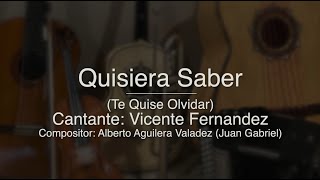 Quisiera Saber Te Quise Olvidar  Vicente Fernandez  Puro Mariachi Karaoke [upl. by Ohploda]