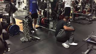 NFL Training Close Grip FLoor Press with Chains [upl. by Ahsikar]