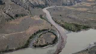 BC bracing for flooding after landslide damming Chilcotin River breached [upl. by Betta]